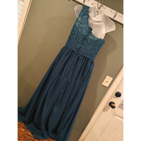 POMUYOO Daisy Charming A-Line One Shoulder Lace Maxi Bridesmaid Dress - Picture 4 of 4